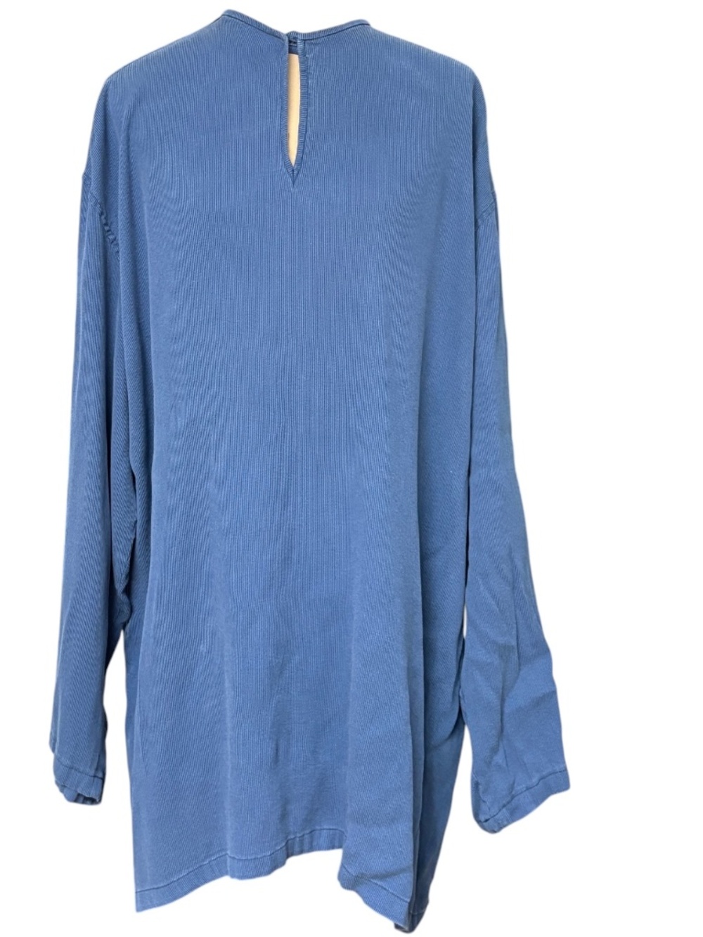 kaftan tunic custom made blue cotton rayon long sleeve pullover 33" no pockets